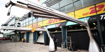 MELBOURNE, AUSTRALIA - MARCH 13: A general view outside the garage of Lewis Hamilton of Great Britain and Mercedes GP before practice for the F1 Grand Prix of Australia at Melbourne Grand Prix Circuit on March 13, 2020 in Melbourne, Australia. (Photo by Bryn Lennon - Formula 1/Formula 1 via Getty Images)