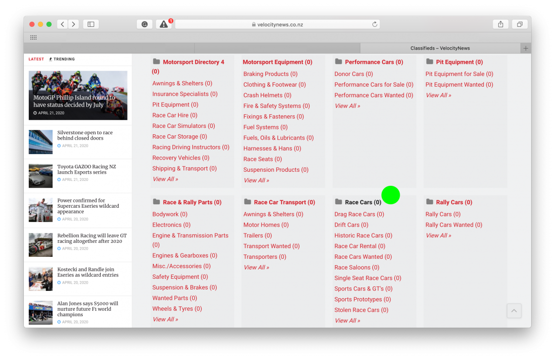 List your race car and parts for FREE. VelocityNews
