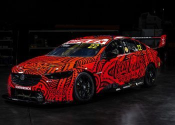 Indigenous livery on Chris Pither's Holden Commodore Supercar