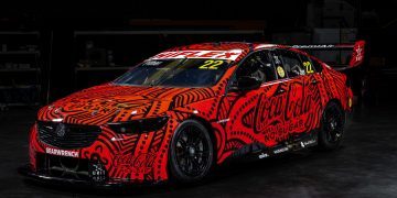 Indigenous livery on Chris Pither's Holden Commodore Supercar