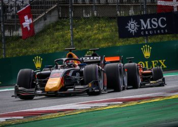 Liam Lawson Formula 2 feature race in Austria