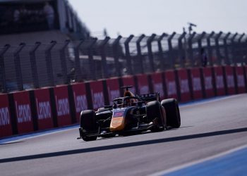 Liam Lawson racing in Formula 2 Feature Race at Circuit Paul Ricard in France