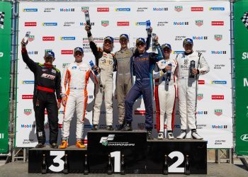 Porsche Michelin Sprint Challenge Australia podium with Ryan Wood