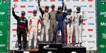 Porsche Michelin Sprint Challenge Australia podium with Ryan Wood