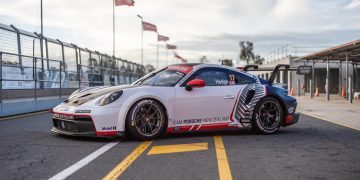 Team Porsche New Zealand 2022 Cup Car front three quarter view