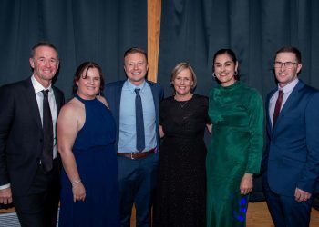 Greg Murphy, Heather Lindsay, Andrew Waite, Josie Spillane, Deb Flughler and Damon Leitch at event