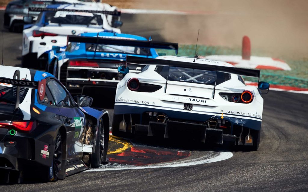 Ferrari 488 DTM car driven by Nick Cassidy rear view at Nurburgring