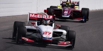 Hunter McElrea racing in Illinois Indy Lights round