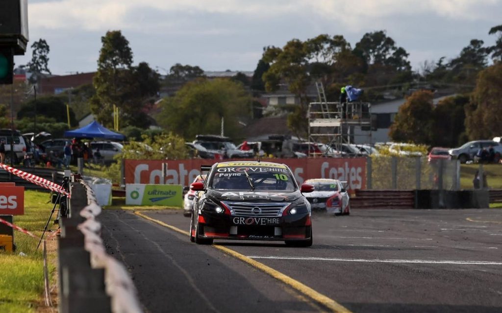 Matthew Payne crossing finish line for win at Sandown