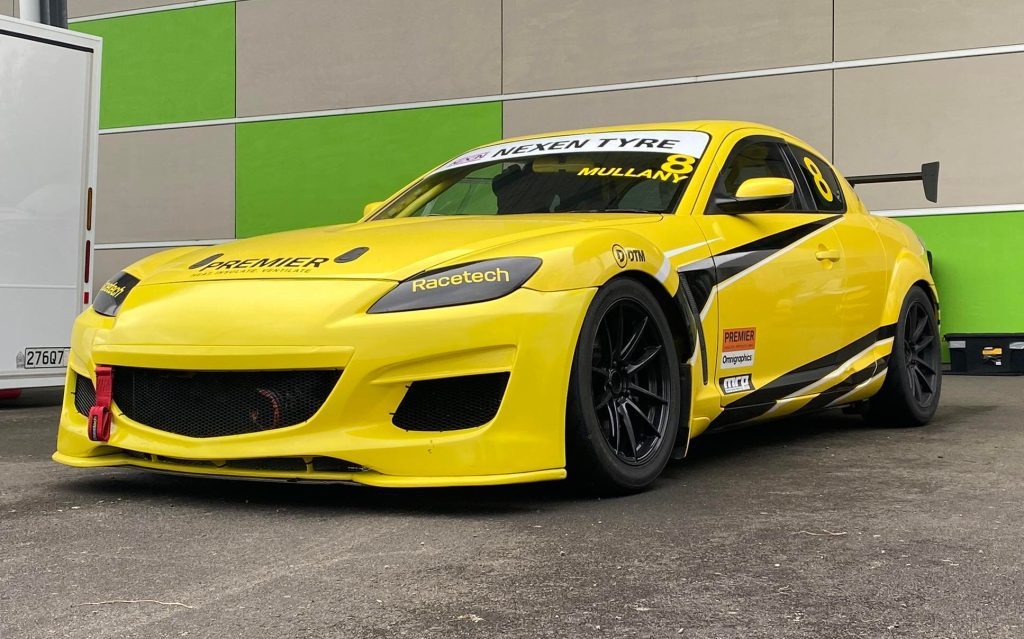 Flynn Mullany's Mazda RX8 front three quarter view