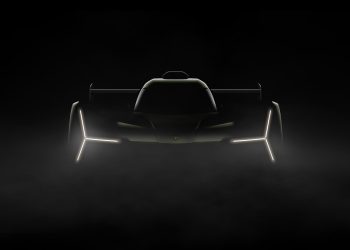 Lamborghini LMDh race car teaser front view