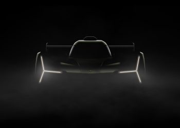 Lamborghini LMDh race car teaser front view