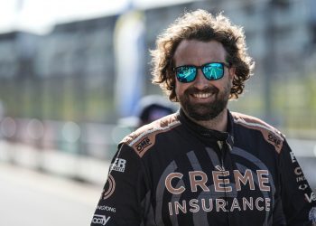 Mark Mallard smiling in Hampton Downs pitlane