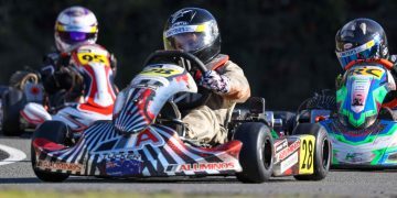 George Tucker racing go kart front view