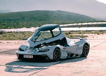 KTM X-Bow GT-XR front three quarter view with canopy open