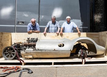 Bruce McLaren's Cooper-Zerex-Oldsmobile in storage crate