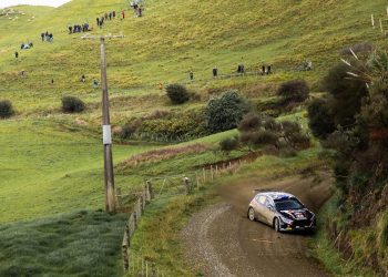 Hayden Paddon racing Hyundai i20 Rally2 in New Zealand
