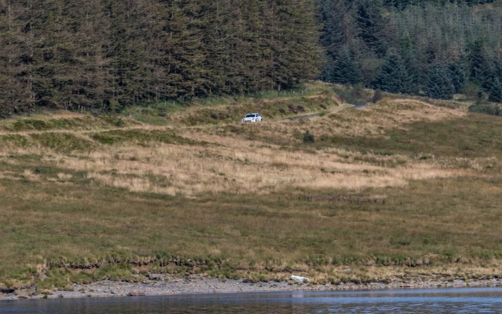 Rally car on track in Wales