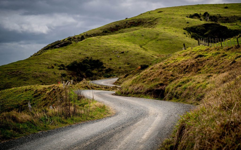 Gravel road in New Zealand