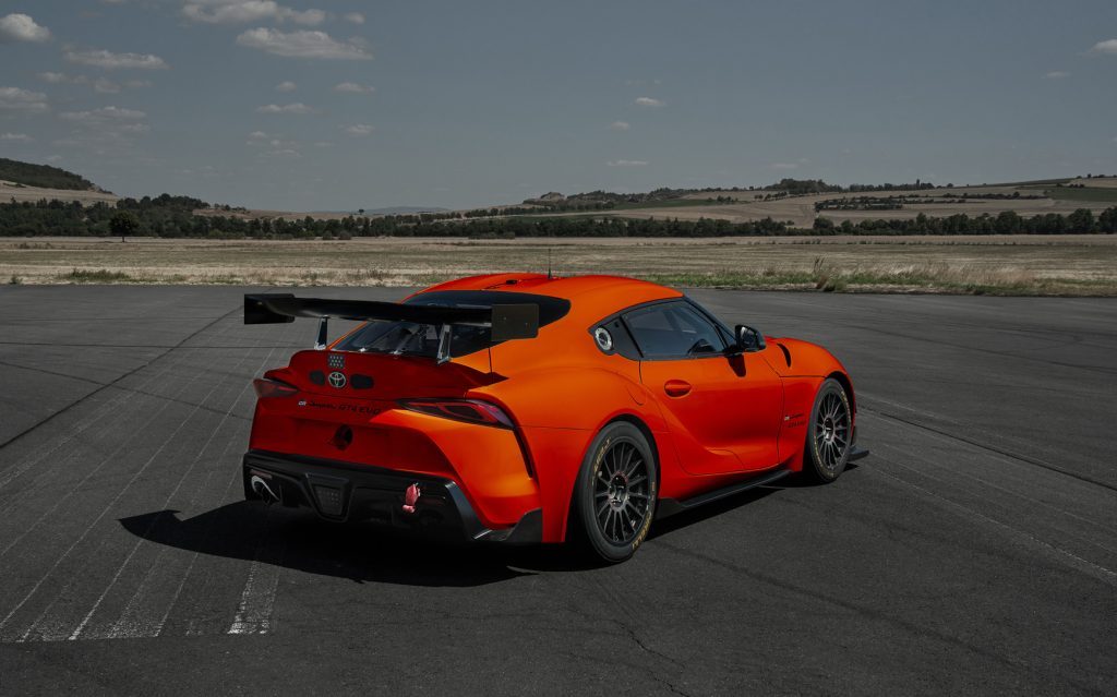 Toyota GR Supra GT4 EVO rear three quarter view