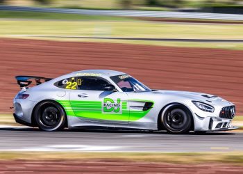 Jono McFarlane racing Mercedes AMG GT4 side view