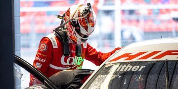 Chris Pither in pit garage at 2022 Bathurst