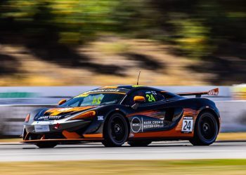 McLaren 570S GT4 front three quarter view racing