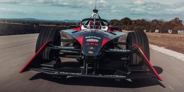 Porsche 99X Electric Gen3 front view on track