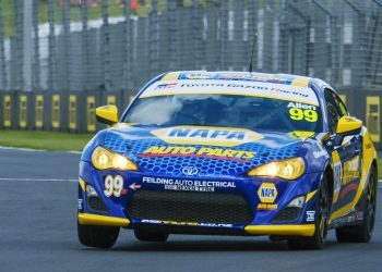 Toyota 86 race car on track front view