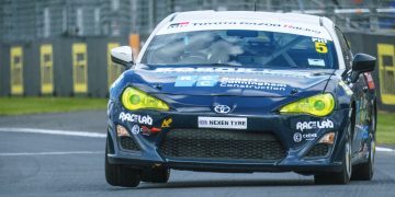Dion Pitt's Toyota 86 race car front view racing at Pukekohe Park Raceway