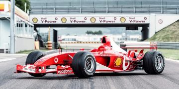 Michael Schumacher's Ferrari F2003 GA front three quarter view