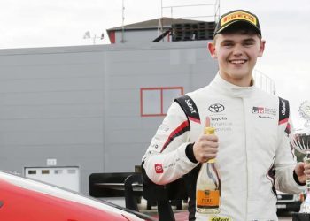 Harry McDonald standing next to Toyota GR Supra GT4