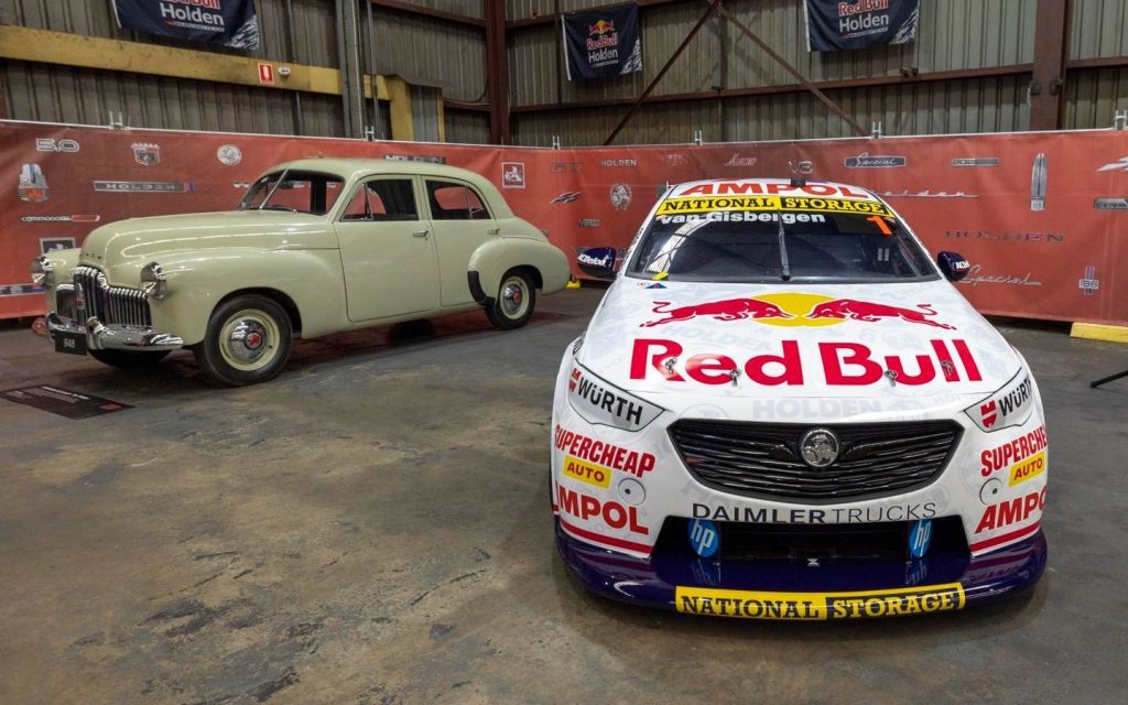 First Holden next to ZB Commodore Supercar