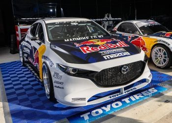 Mad Mike Whiddett's Pikes Peak Mazda 3 front three quarter view