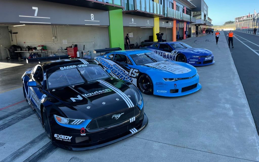 Ford Mustang and Chevrolet Camaro TA2 cars at Hampton Downs