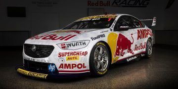 Shane van Gisbergen's Red Bull Ampol Racing Holden ZB Commodore in tribute livery