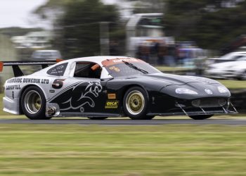 Jaguar XK race car on track