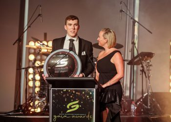 Matt Payne receiving Young Gun award at 2022 Supercars Gala Awards