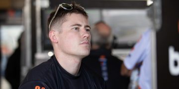 Richie Stanaway in pit garage