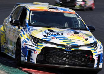 Toyota GR Corolla powered by hydrogen fuel racing on track