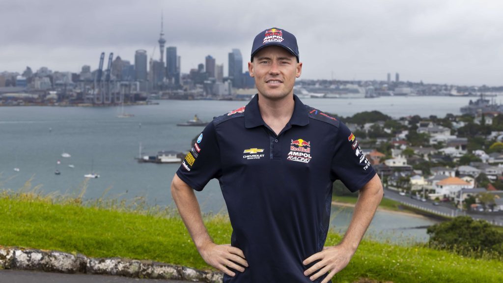 Richie Stanaway standing in front of Auckland city