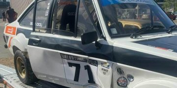 Derek Cecil's Ford Escort Mk 2 damaged