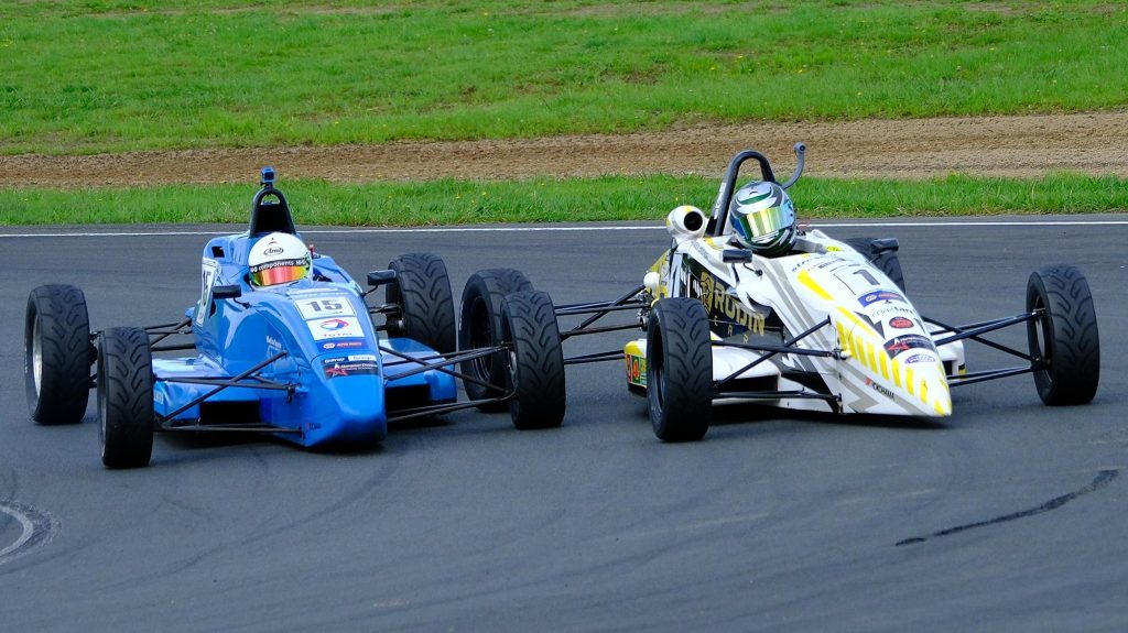 Dylan Grant and Alex Crosbie racing Formula Fords