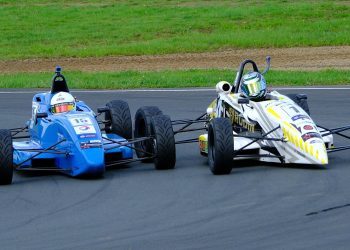 Dylan Grant and Alex Crosbie racing Formula Fords