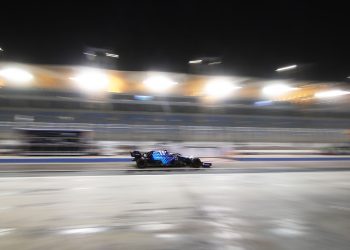 BAHRAIN, BAHRAIN - MARCH 12: Roy Nissany of Israel driving the (45) Williams Racing FW43B Mercedes in the Pitlane during Day One of F1 Testing at Bahrain International Circuit on March 12, 2021 in Bahrain, Bahrain. (Photo by Mark Thompson/Getty Images)