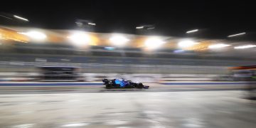 BAHRAIN, BAHRAIN - MARCH 12: Roy Nissany of Israel driving the (45) Williams Racing FW43B Mercedes in the Pitlane during Day One of F1 Testing at Bahrain International Circuit on March 12, 2021 in Bahrain, Bahrain. (Photo by Mark Thompson/Getty Images)