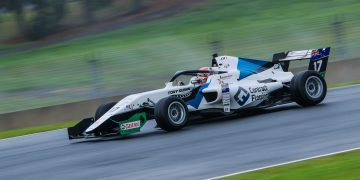 Callum Hedge racing CTFROC car at Hampton Downs in wet