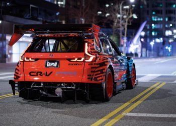 Honda CR-V Hybrid Racer parked on city street