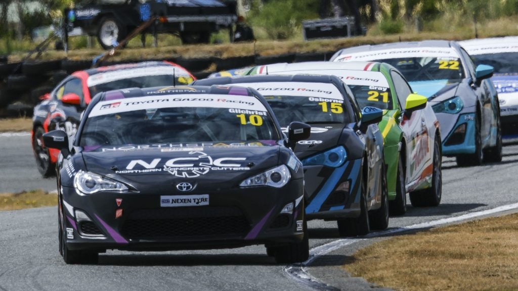Brock Gilchrist leading Toyota 86 field at Teretonga