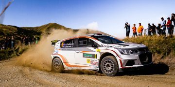 Ari Pettigrew racing Holden Barina AP4 car in Rally Otago 2023